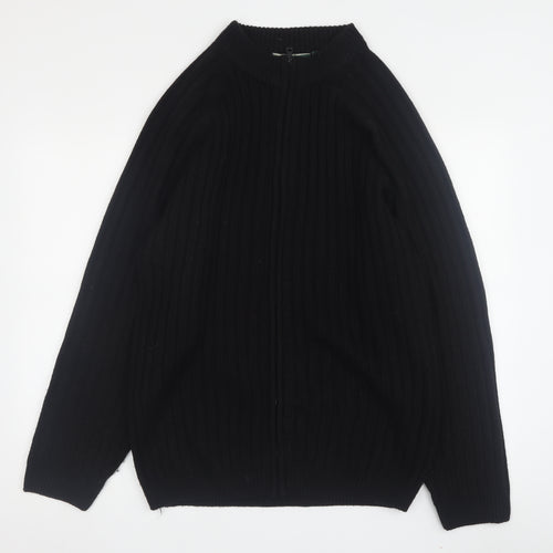 Champion Men's Black Wool Knit Jacket, Size M, Full Zip