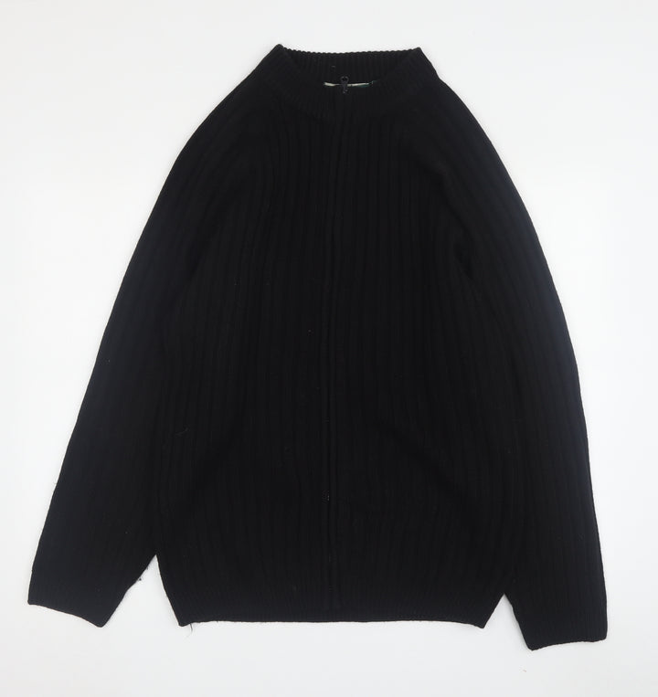 Champion Men's Black Wool Knit Jacket, Size M, Full Zip