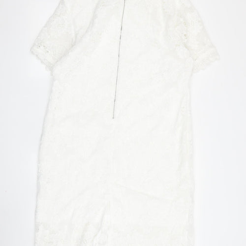 Izabel London Women's White Floral Lace Shift Dress Size 18