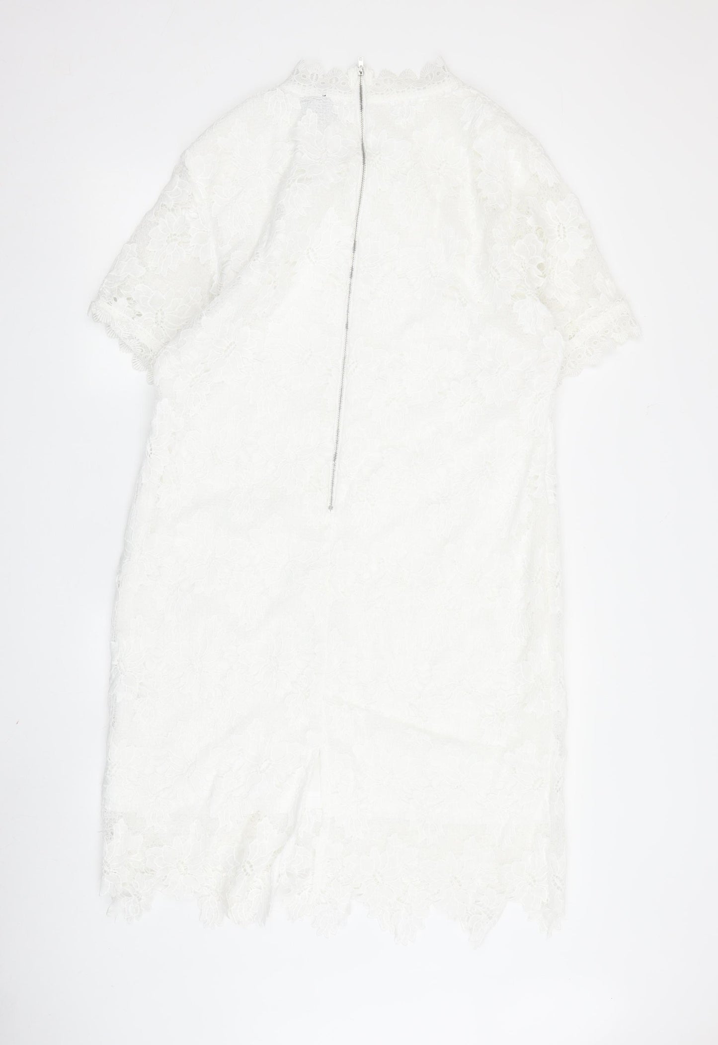 Izabel London Women's White Floral Lace Shift Dress Size 18
