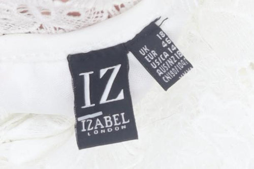 Izabel London Women's White Floral Lace Shift Dress Size 18