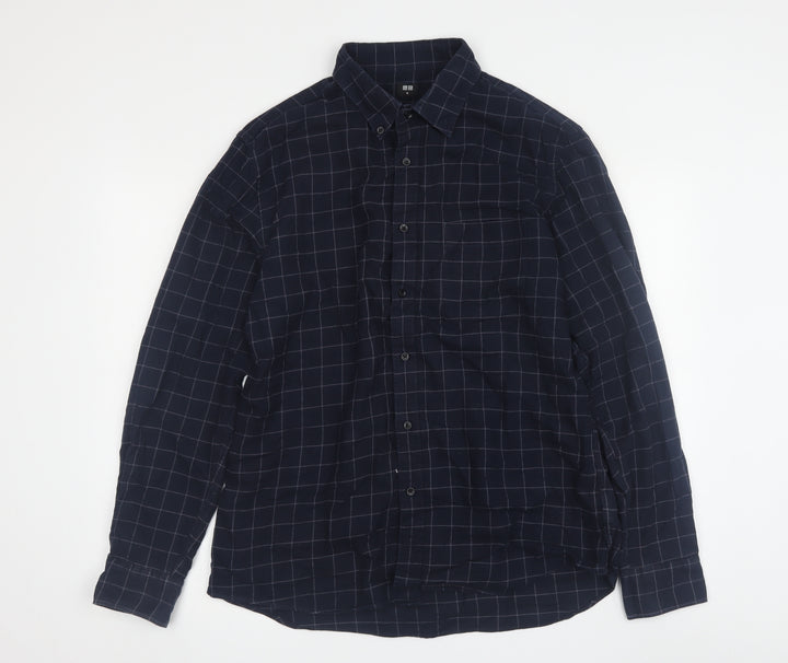 UNIQLO Men's Blue Checked Button-Up Shirt M