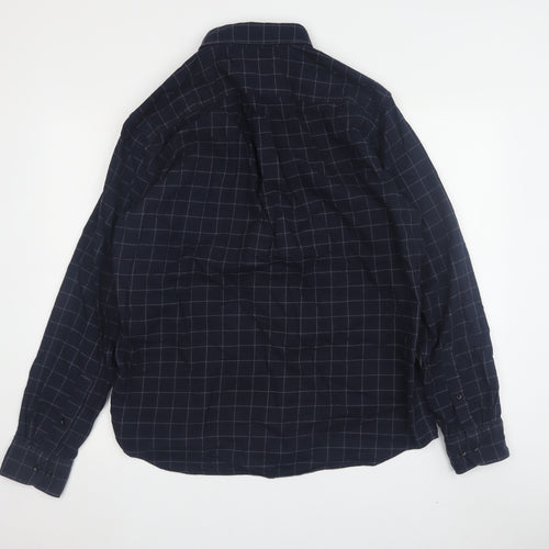 UNIQLO Men's Blue Checked Button-Up Shirt M