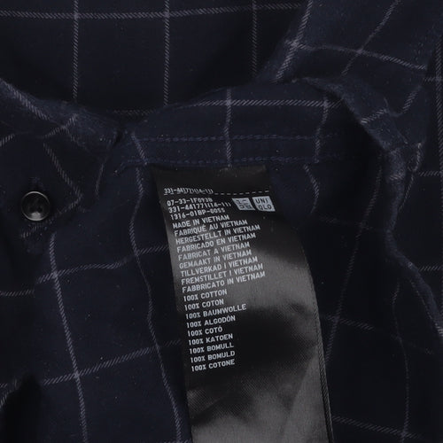 UNIQLO Men's Blue Checked Button-Up Shirt M