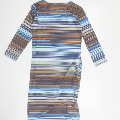 ICHI Women's Multicoloured Striped Bodycon Dress