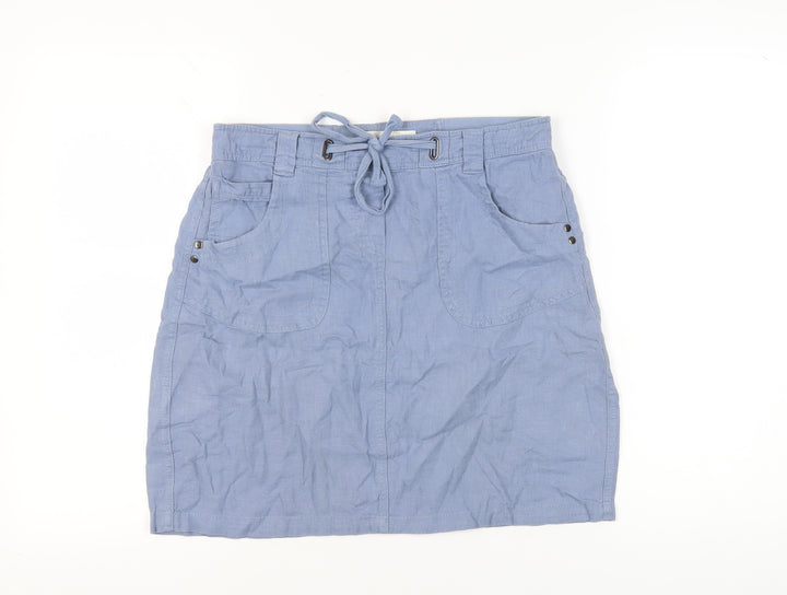 BHS Women's Blue Linen Blend Casual Skirt Size 12