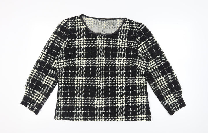 Alexara Women's Black Check Blouse Size 16 Long Sleeve