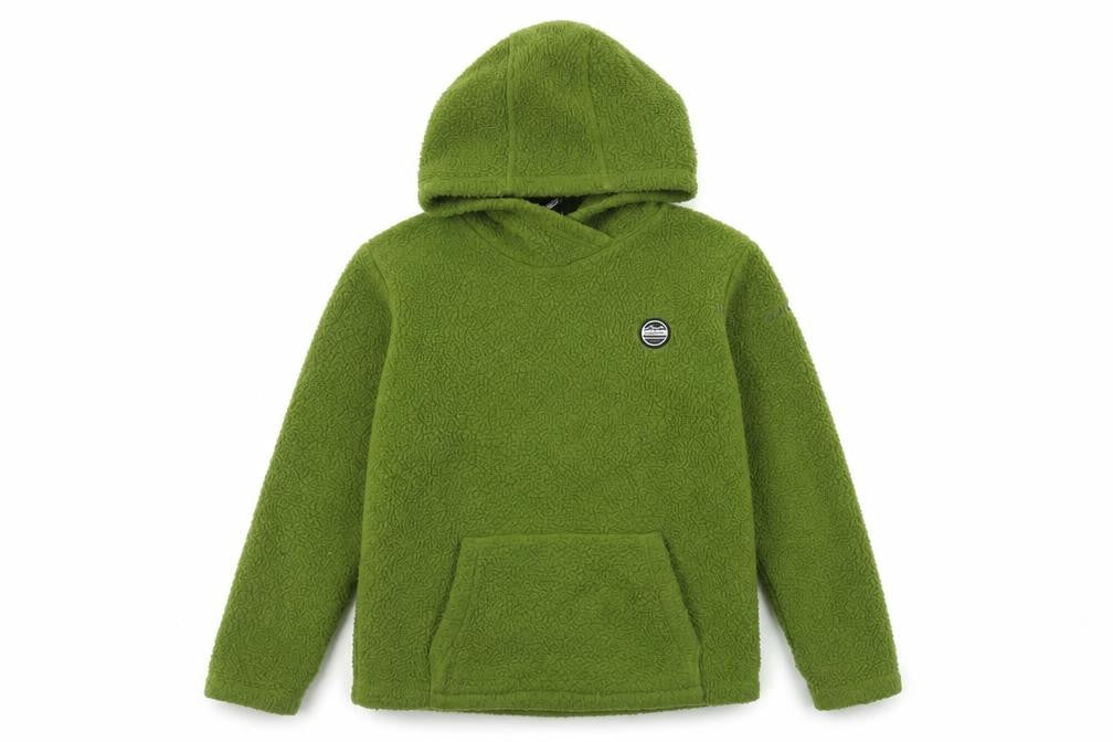 Front view of Dare 2b boys’ green pullover fleece hoodie age 11-12