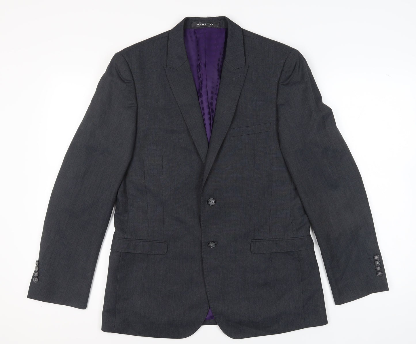 Benetti Men's Grey Blazer - 40R Regular Fit
