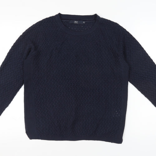 Isle Essentials Women's Blue Crew Neck Jumper M