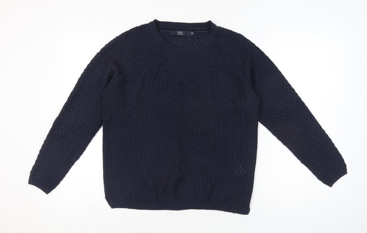 Isle Essentials Women's Blue Crew Neck Jumper M