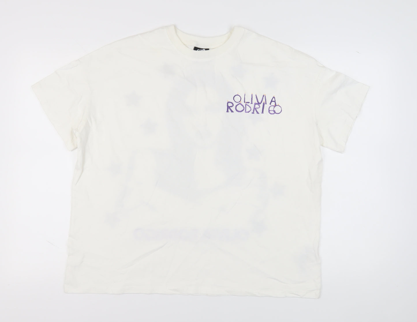 Bershka Unisex White Graphic T-Shirt Size 12