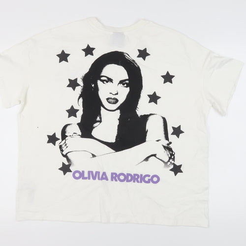 Bershka Unisex White Graphic T-Shirt Size 12