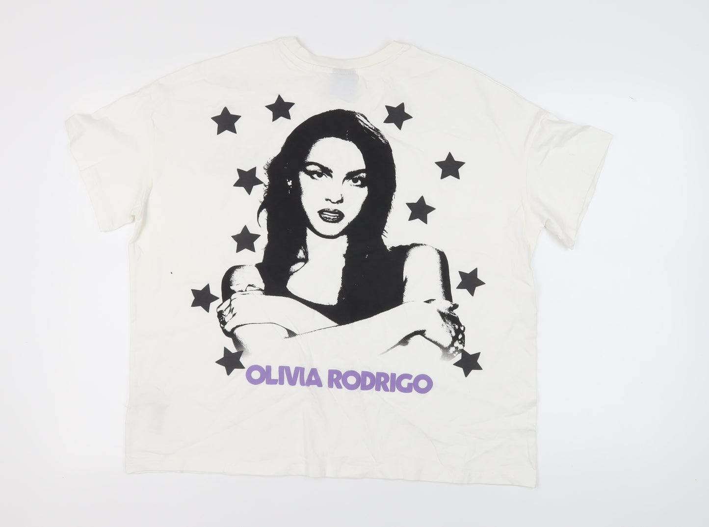 Bershka Unisex White Graphic T-Shirt Size 12