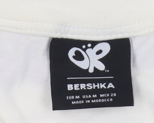 Bershka Unisex White Graphic T-Shirt Size 12