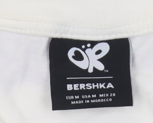 Bershka Unisex White Graphic T-Shirt Size 12