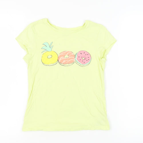 GAP Girls Yellow Graphic T-Shirt 10-11 Years, Cotton