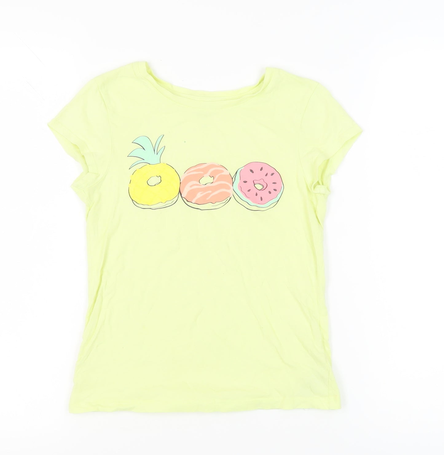 GAP Girls Yellow Graphic T-Shirt 10-11 Years, Cotton