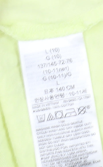 GAP Girls Yellow Graphic T-Shirt 10-11 Years, Cotton