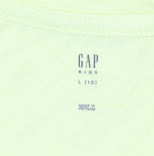 GAP Girls Yellow Graphic T-Shirt 10-11 Years, Cotton