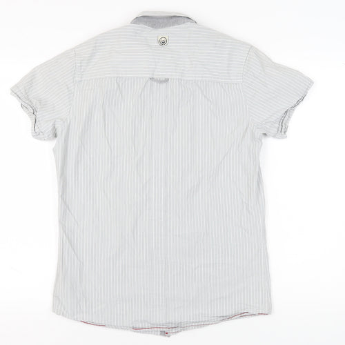 Duck and Cover Men's Grey Striped Slim Fit Shirt M