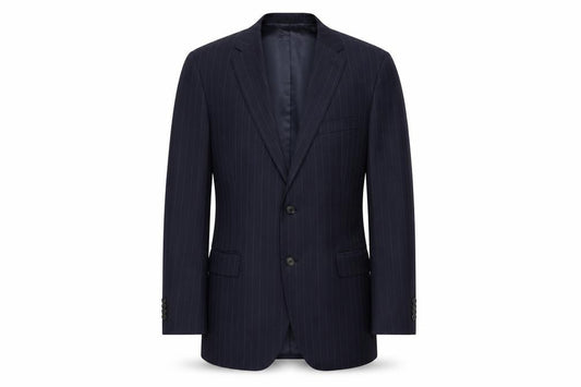 Front view of REDA Men's Blue Striped Suit Jacket -, size 48R, Business Formal