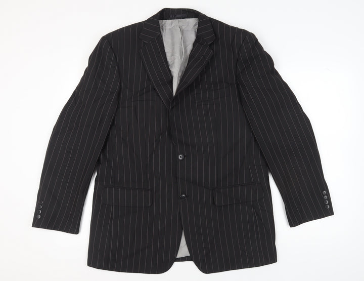 Daniel Grahame Men's Black Striped Blazer, Size 42R