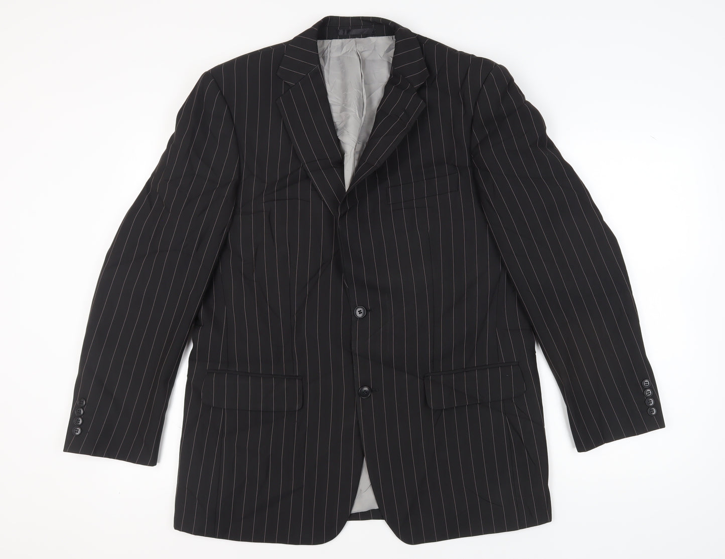 Daniel Grahame Men's Black Striped Blazer, Size 42R