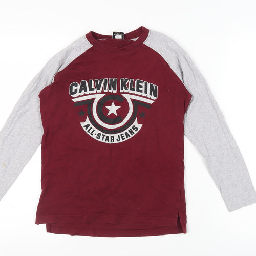 Calvin Klein Boys Red Long Sleeve Casual Jersey Top