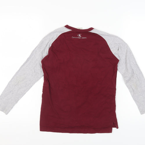 Calvin Klein Boys Red Long Sleeve Casual Jersey Top
