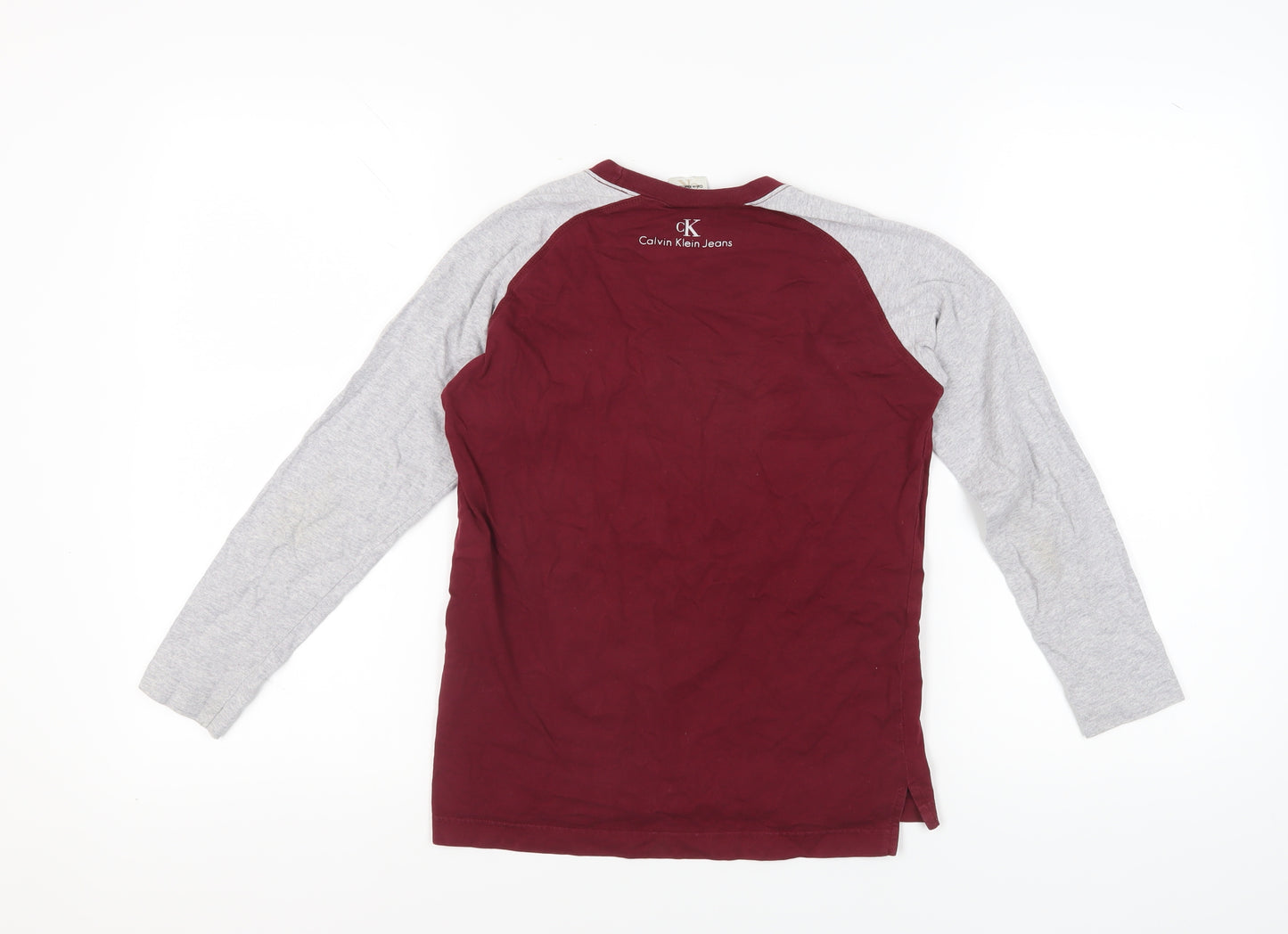 Calvin Klein Boys Red Long Sleeve Casual Jersey Top