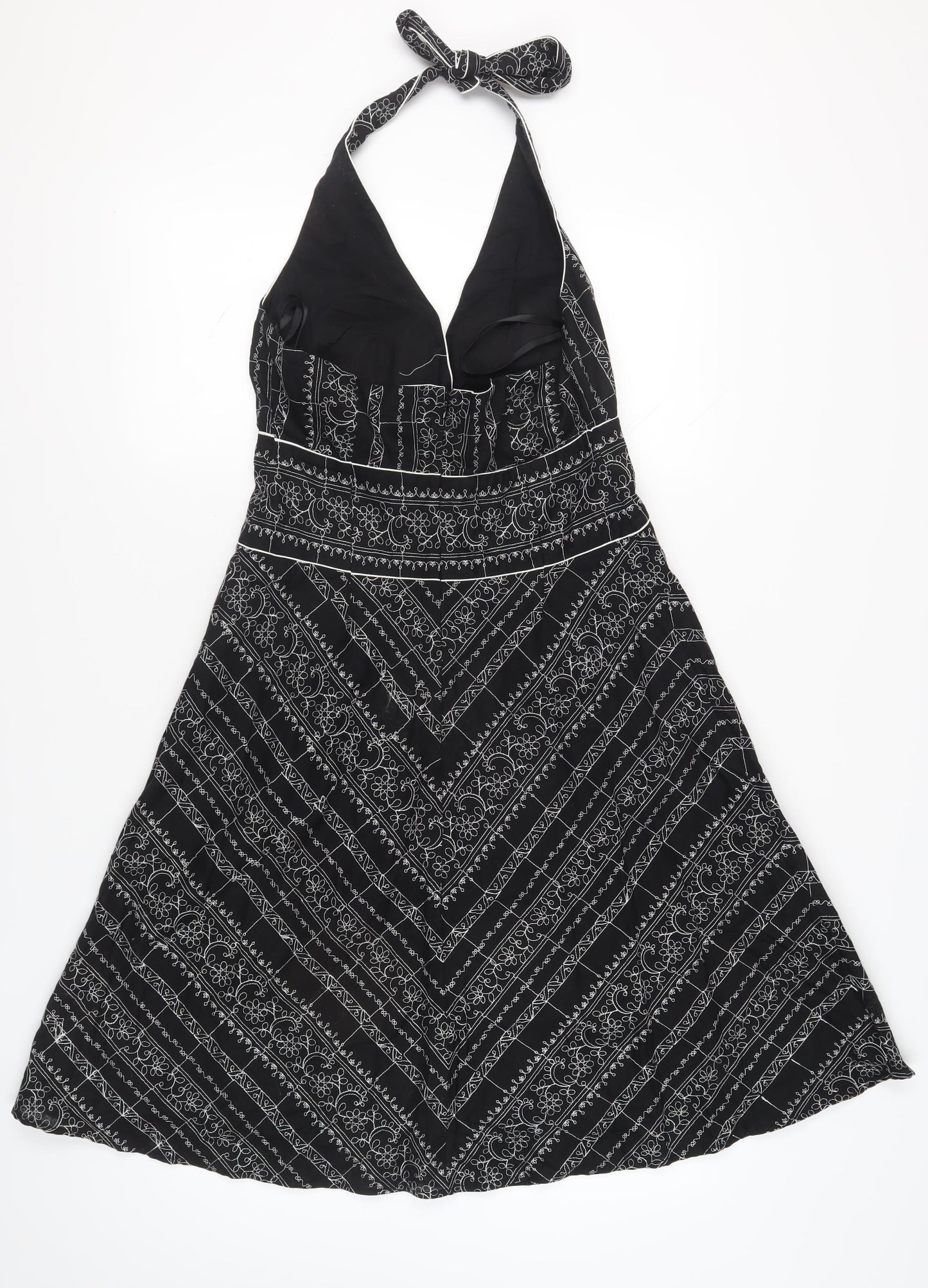 White House Black Market Women's Black Halter Dress Size 14
