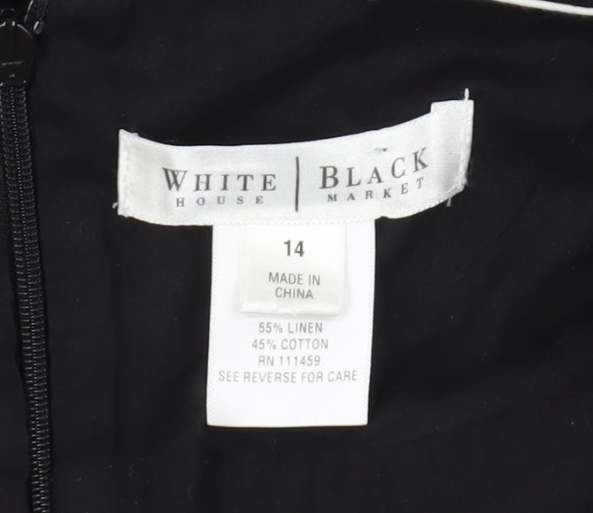 White House Black Market Women's Black Halter Dress Size 14