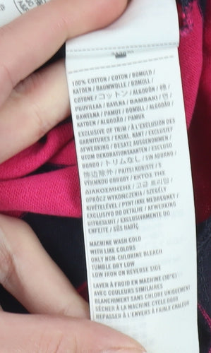 Hollister Men's Black & Pink Striped T-Shirt L