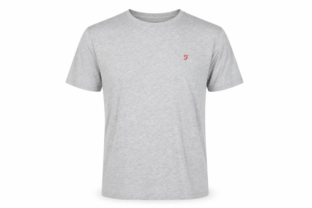 Front view of Farah Men's Grey XL Crew Neck T-Shirt