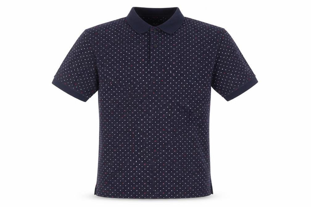 Front view of Cotton Traders Men's Blue Polka Dot Polo Shirt -, size L