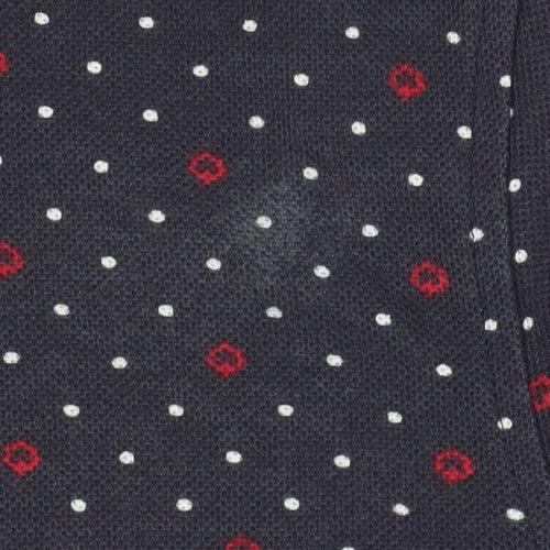 Cotton Traders Men's Blue Polka Dot Polo Shirt - Size L