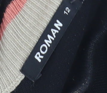 Roman Women's Striped Bodycon Dress, Size 12, Black Beige