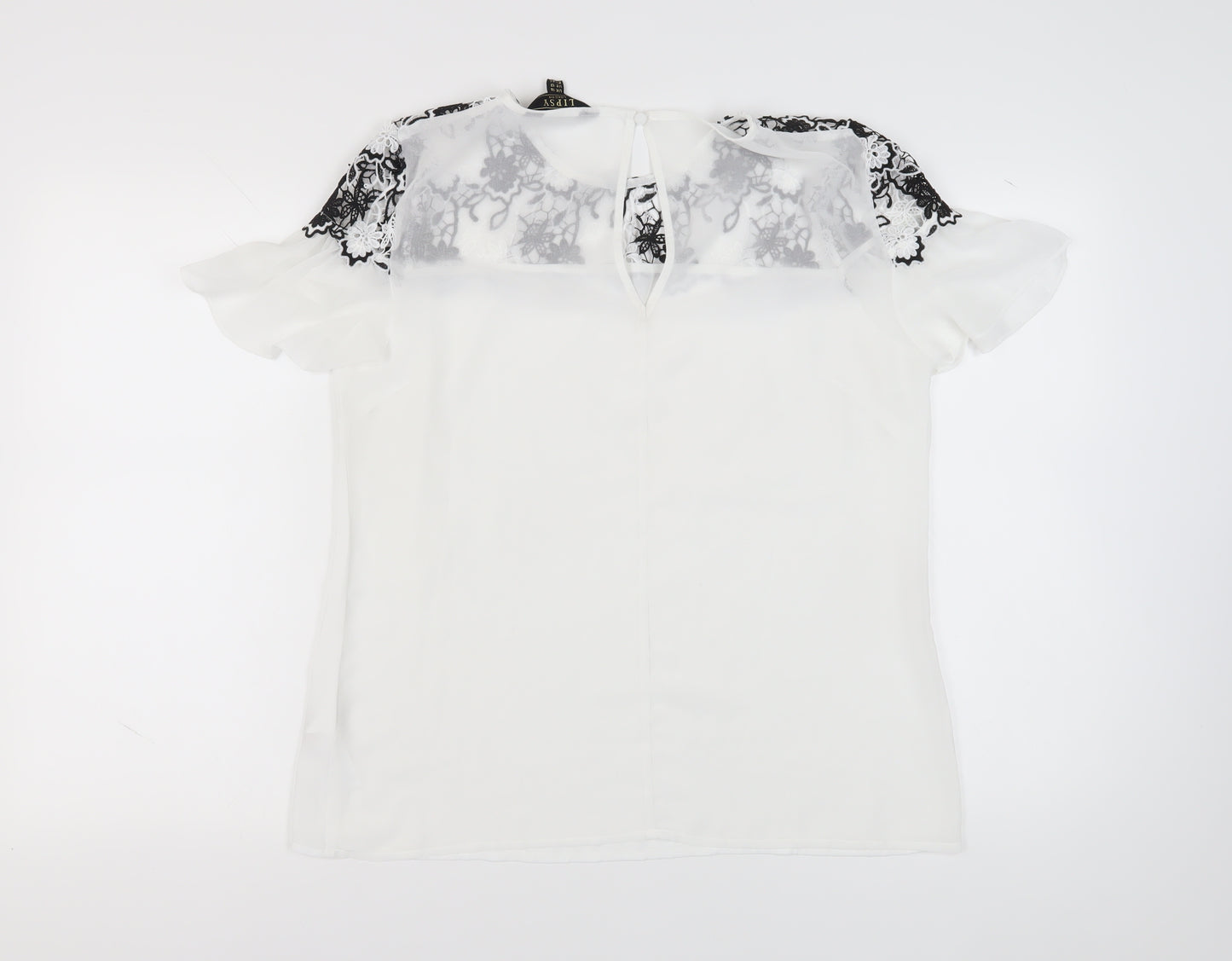 Lipsy Women's White Lace Accent Blouse Size 16
