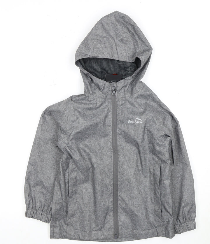 Peter Storm Boys' Grey Rain Coat 5-6 Years Waterproof Hooded