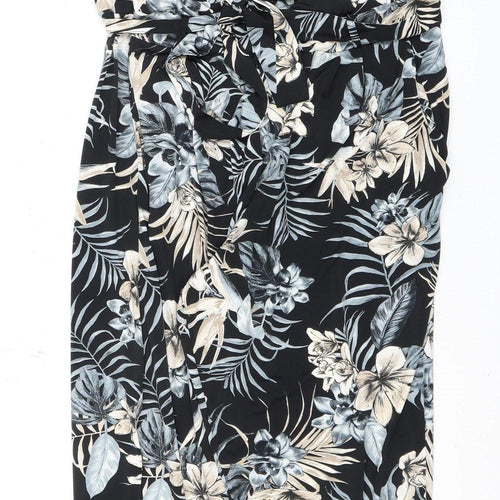 Wallis Black Petite Floral Jumpsuit - Size 16