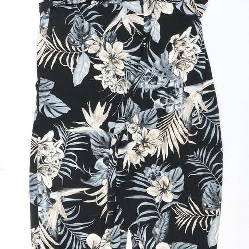 Wallis Black Petite Floral Jumpsuit - Size 16