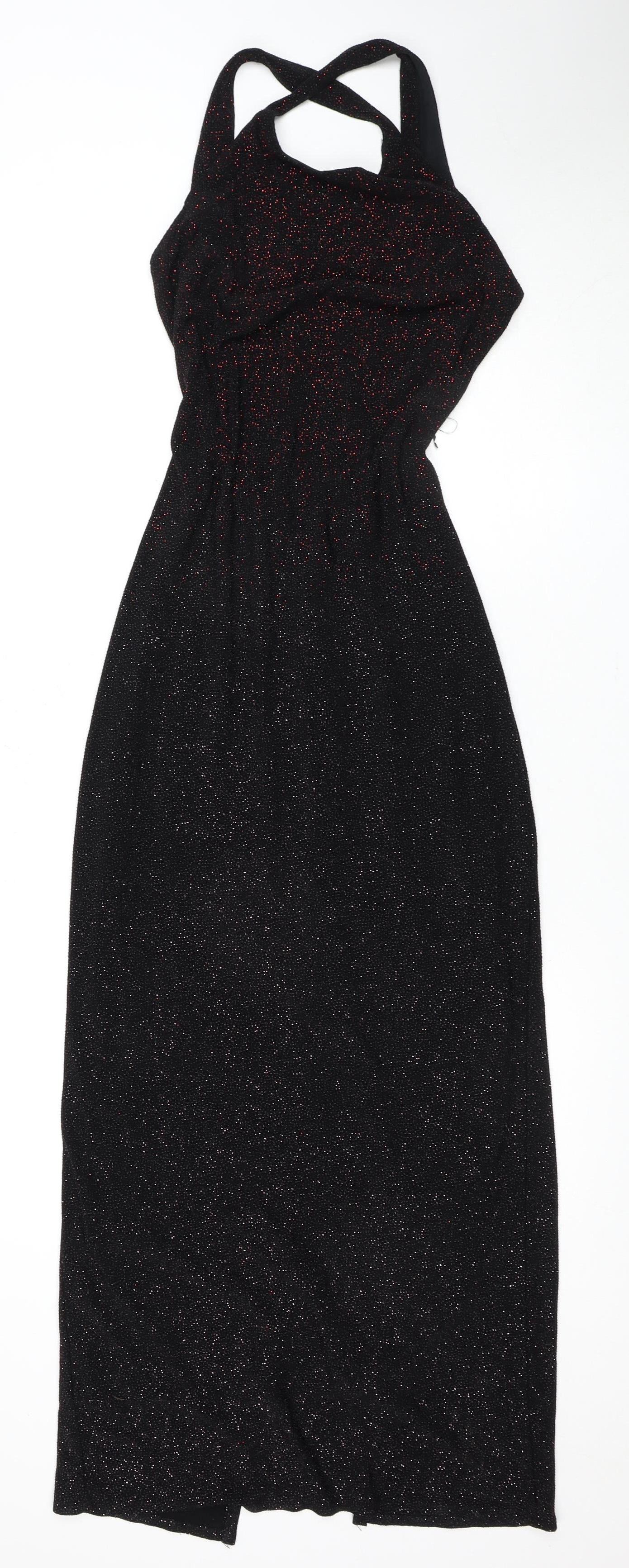 Jump Women's Black Glitter Halter Bodycon Dress Size 6