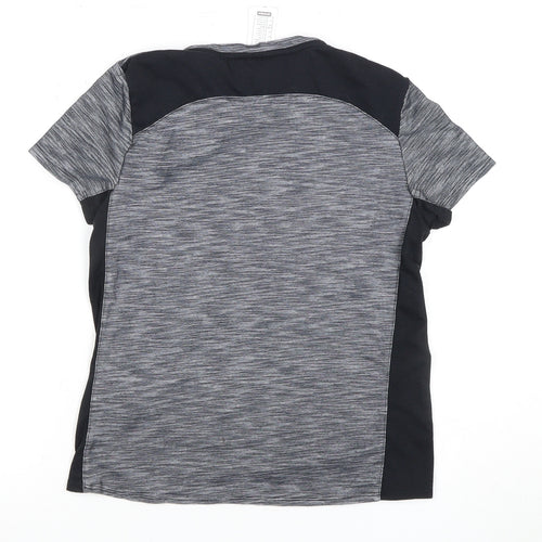 Decathlon Girls Grey Black Active T-Shirt, 12-13 Years, Gym Top