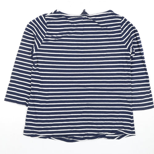 Crew Clothing Women's Blue Striped T-Shirt Size 12