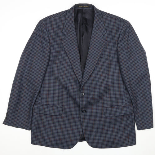 Marks and Spencer Men's Blue Checked Blazer 42S