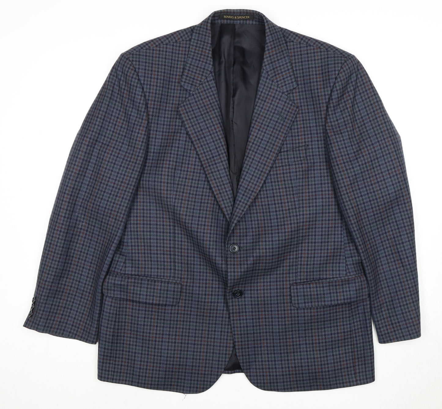 Marks and Spencer Men's Blue Checked Blazer 42S