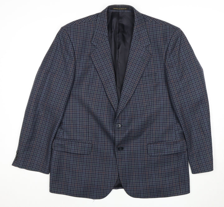 Marks and Spencer Men's Blue Checked Blazer 42S