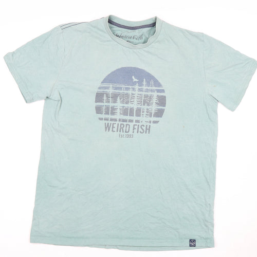 Weird Fish Men's Blue Graphic Print L T-Shirt