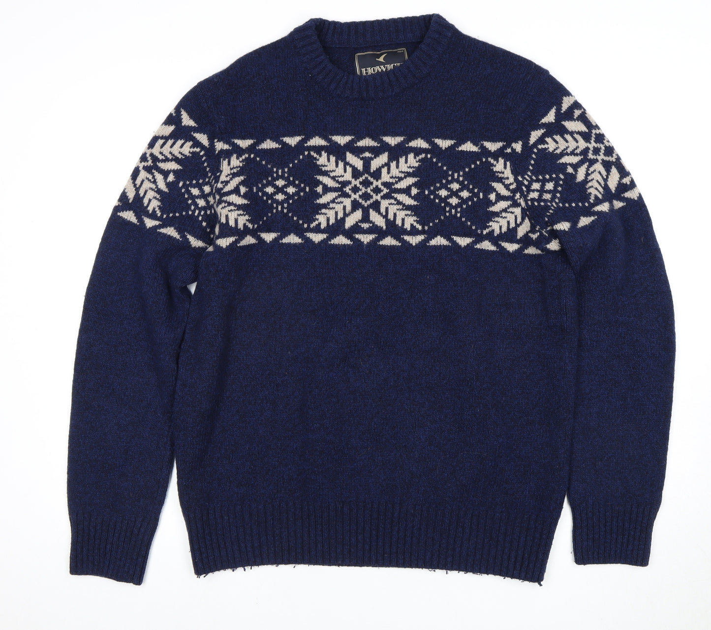 Howick Men's Blue Fair Isle Wool Jumper Size L